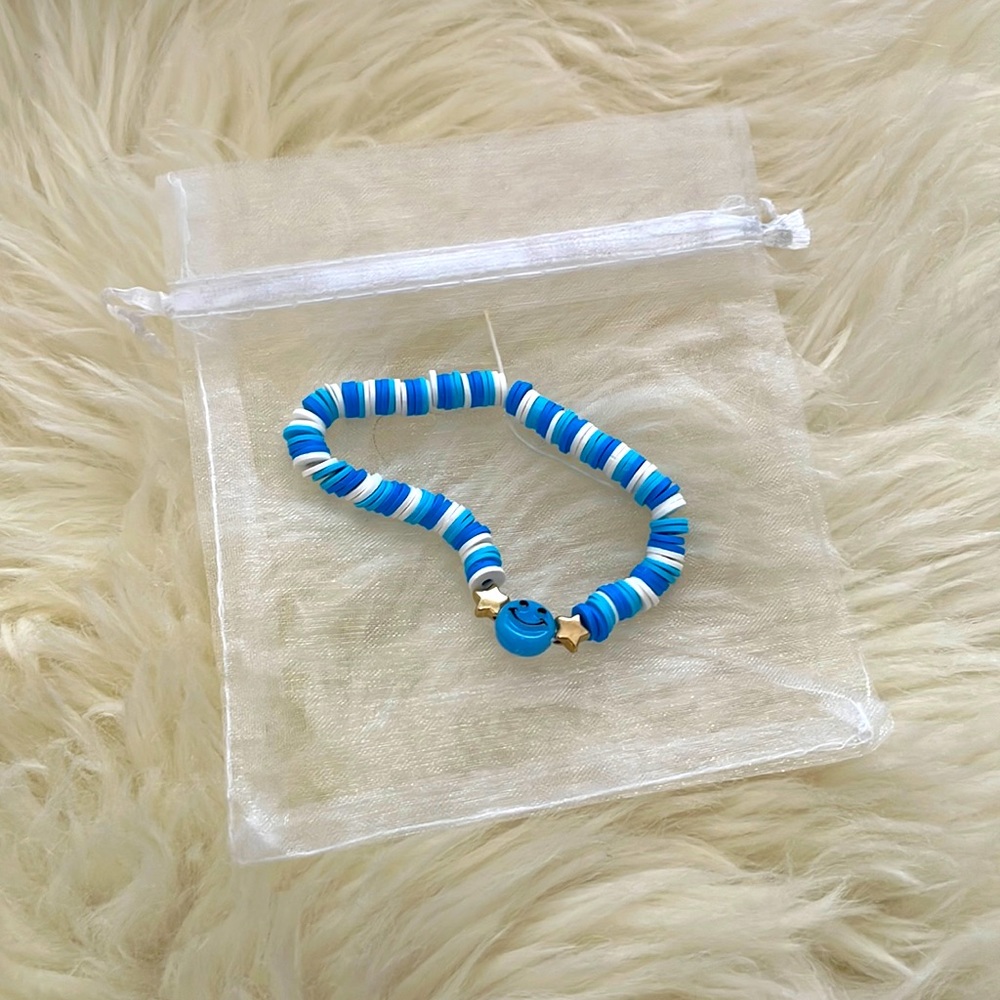 Happy face preppy blue bracelet